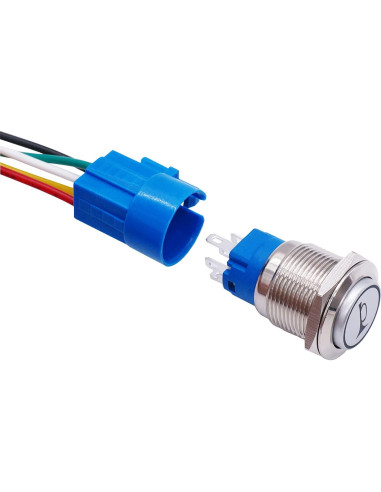 Interruptor de Botón de Cuerno 12V TWTADE 19mm LED Rojo