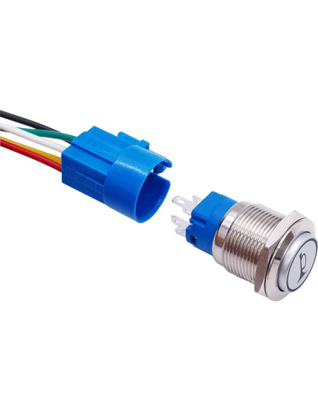 Interruptor de Botón de Cuerno 12V TWTADE 19mm LED Rojo