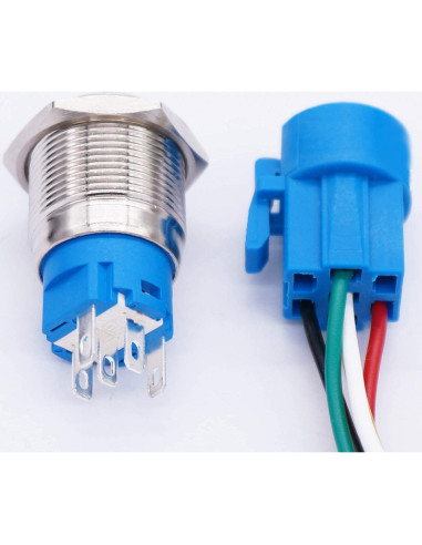 Interruptor de Botón de Cuerno 12V TWTADE 19mm LED Rojo