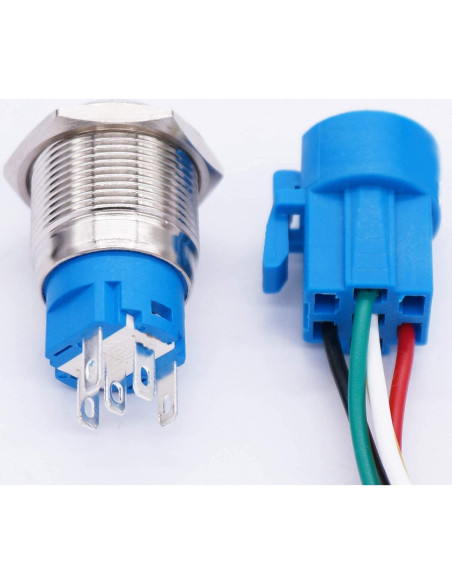 Interruptor de Botón de Cuerno 12V TWTADE 19mm LED Rojo