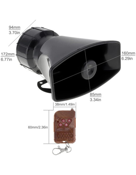 Sirena de Coche 12V ePathChina con Control Remoto 100W