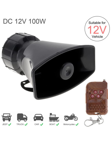 Sirena de Coche 12V ePathChina con Control Remoto 100W