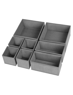 Organizador de Cajones Criusia 8 Piezas Tela Gris Plegable