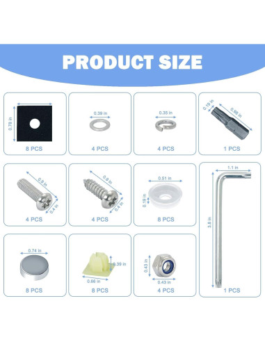 Tornillos de Placa de Matrícula Antirrobo M6 Acero Inoxidable