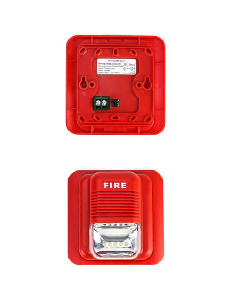 Alarma de Incendio QWORK 12/24V CC con Luz Estroboscópica
