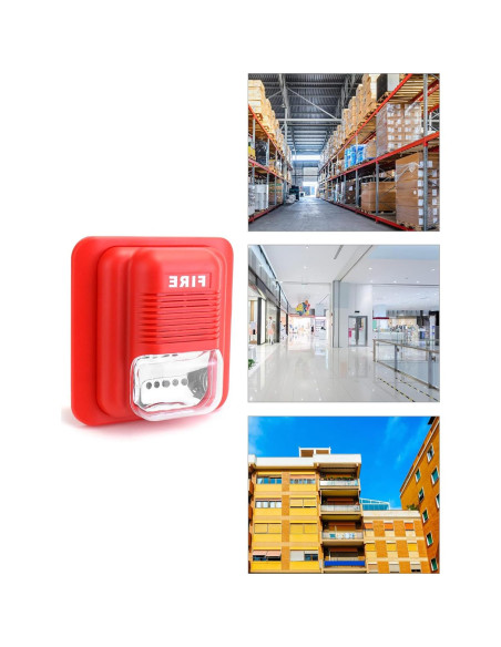 Alarma de Incendio QWORK 12/24V CC con Luz Estroboscópica