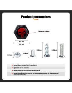 Kit de Sujetadores de Tornillos para Placas de Matrícula Gseigvee 4 Piezas Calavera Roja 2