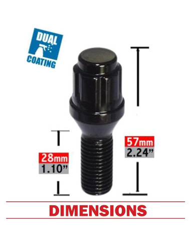 Tornillos de Rueda M14x1.5 20 Pcs Acorn Spline Negro