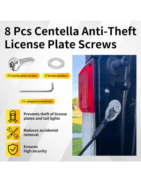 Tornillos Antirrobo para Placas de Matrícula HAVANSIDY 8 Pcs
