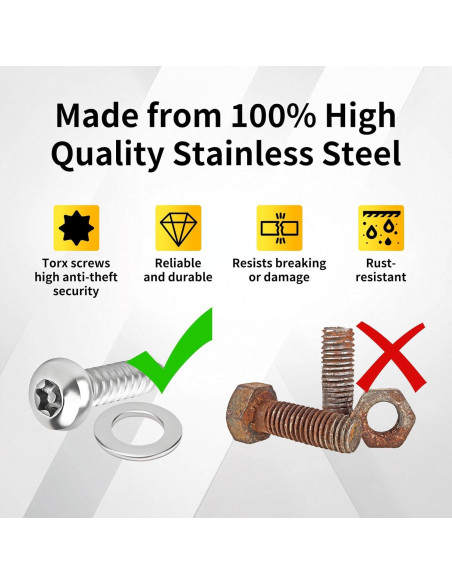 Tornillos Antirrobo para Placas de Matrícula HAVANSIDY 8 Pcs