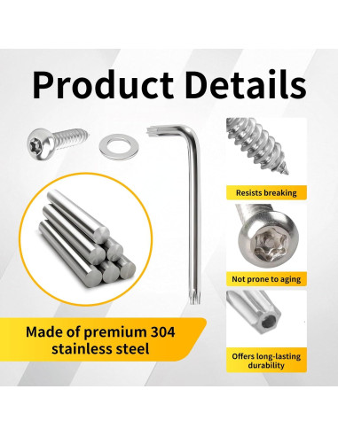 Tornillos Antirrobo para Placas de Matrícula HAVANSIDY 8 Pcs