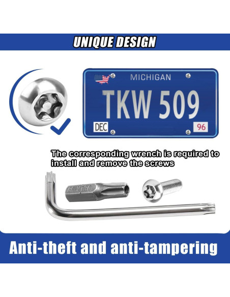 Kit de Tornillos Antirrobo DUSCOKE para Placas de Licencia 4 Pzas