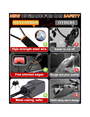 Bloqueo de Volante Tevlaphee Antirrobo Universal Negro