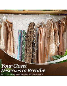 Organizador de Bufandas Flexzion - 28 Ranuras, Paquete de 2 Blanco 2