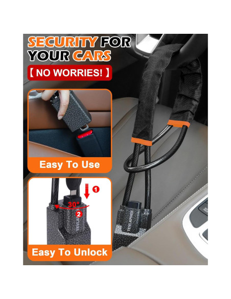 Bloqueo de Volante Tevlaphee Antirrobo Universal Negro