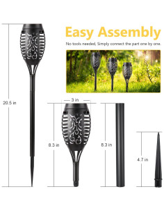 Luces de antorcha solar Toodour, 6 luces exteriores LED 2