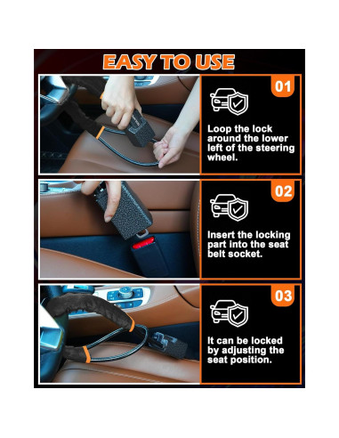 Bloqueo de Volante Tevlaphee Antirrobo Universal Negro