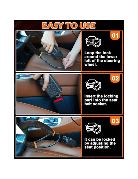 Bloqueo de Volante Tevlaphee Antirrobo Universal Negro