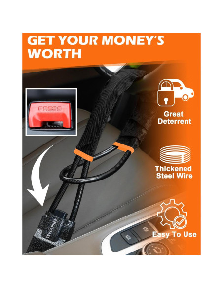 Bloqueo de Volante Tevlaphee Antirrobo Universal Negro