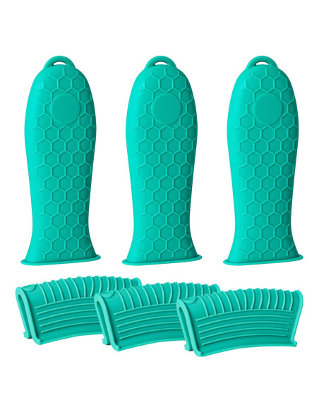 Cubiertas de Silicona Joyhalo para Mangos de Sartén - Aqua, 6 Piezas