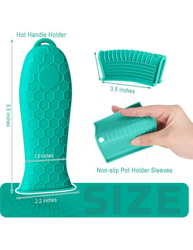 Cubiertas de Silicona Joyhalo para Mangos de Sartén - Aqua, 6 Piezas