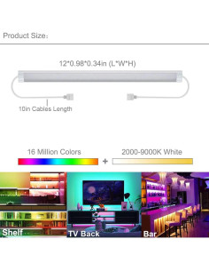 Barra de Luz LED RGB Bajo Gabinete LAIFUNI 30.48cm - Paquete de 3 2