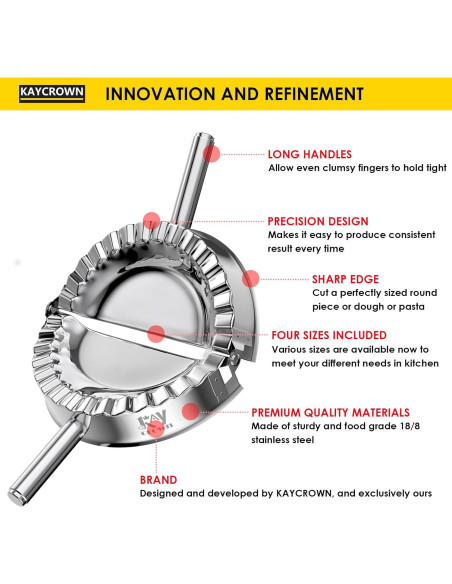 KAYCROWN Prensa de Empanadas de Acero Inoxidable 4 Tamaños