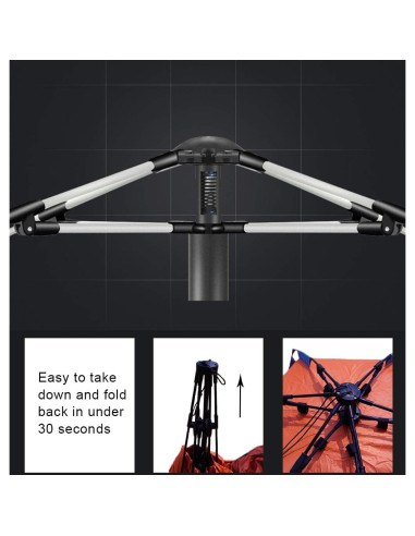 Carpa de Playa Oileus XL para 4 Personas - Instantánea Naranja