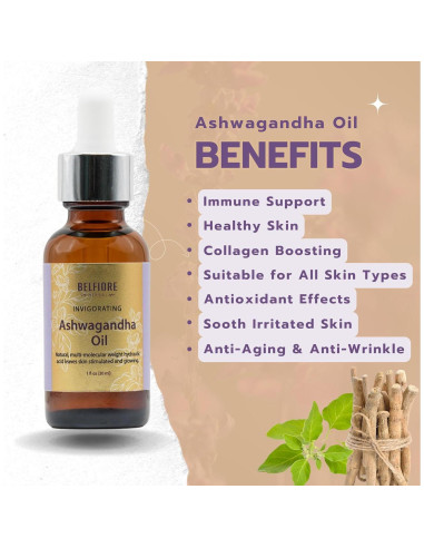 Aceite Orgánico de Ashwagandha Belfiore Herbal 28g - Antienvejecimiento