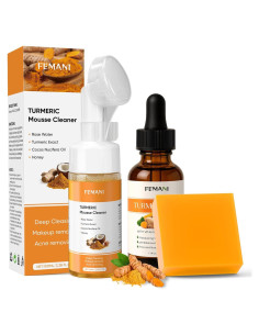 Juego de Cuidado Facial de Cúrcuma Femeni - Jabón, Limpiador y Aceite