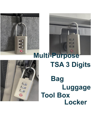Candado de Combinación TSA Arkali 3 Dígitos Antirrobo Metal