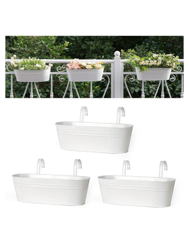Macetas Colgantes de Hierro Dahey 3 Pcs 40x12.7 cm Blancas