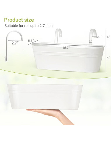 Macetas Colgantes de Hierro Dahey 3 Pcs 40x12.7 cm Blancas