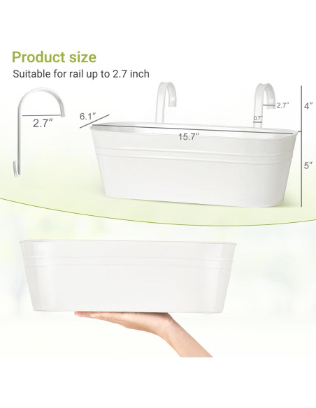 Macetas Colgantes de Hierro Dahey 3 Pcs 40x12.7 cm Blancas