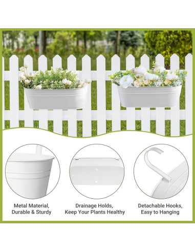 Macetas Colgantes de Hierro Dahey 3 Pcs 40x12.7 cm Blancas