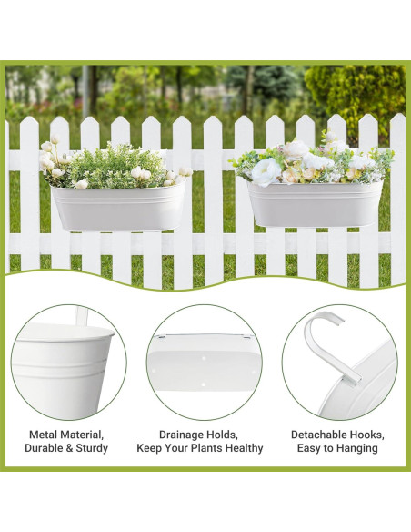 Macetas Colgantes de Hierro Dahey 3 Pcs 40x12.7 cm Blancas