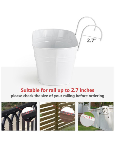 Macetas Colgantes de Hierro Dahey 3 Pcs 40x12.7 cm Blancas