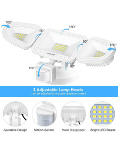Luz de Seguridad LED MEIKEE 42W con Sensor de Movimiento IP65 2