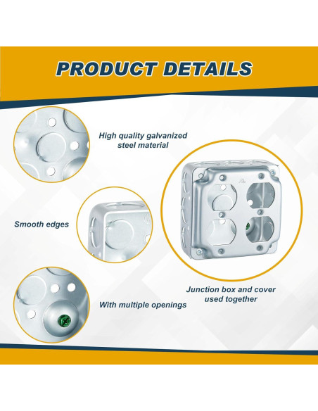 4 Cajas de Conexiones Eléctricas Doble Dúplex Copkim 10.16 cm