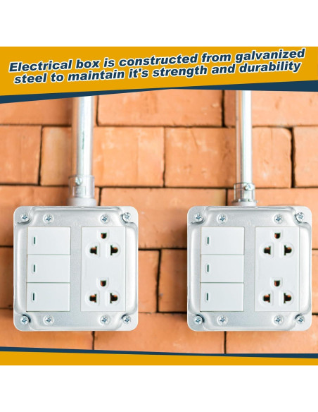 4 Cajas de Conexiones Eléctricas Doble Dúplex Copkim 10.16 cm