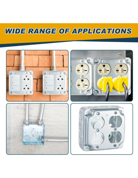 4 Cajas de Conexiones Eléctricas Doble Dúplex Copkim 10.16 cm