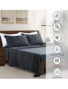 Juego de Sábanas Queen Mercado de Bambú de Lujo 100% Viscosa 2