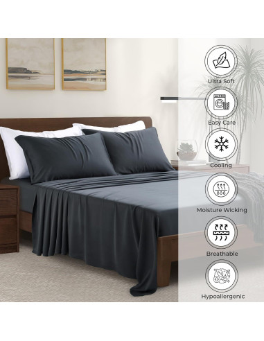 Juego de Sábanas Queen Mercado de Bambú de Lujo 100% Viscosa