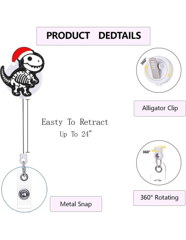 Insignia Retráctil Navidad Thriano Dinosaurio Clip 9g