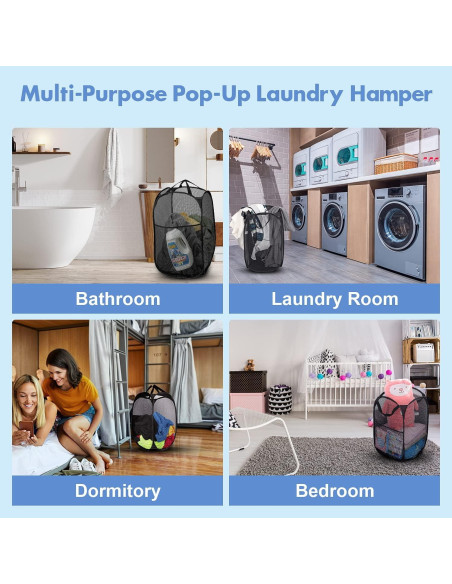 Canasta Plegable Pop Up DUCOO 70L 2 PCS Negra para Ropa