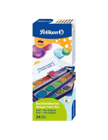 Juego de Pintura Acuarela Opaca Pelikan 24 Colores + Blanco