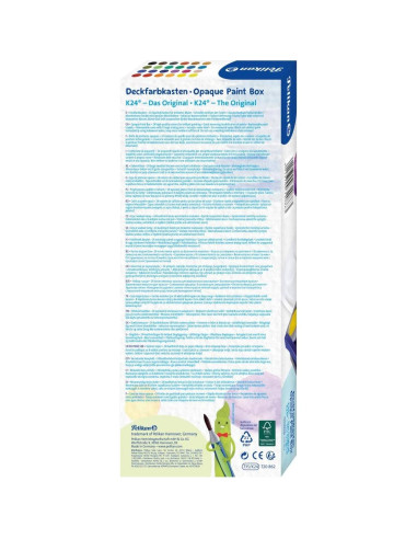 Juego de Pintura Acuarela Opaca Pelikan 24 Colores + Blanco