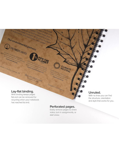 Cuaderno Espiral Unruled Blanco Sin Rayas 70 Hojas 26.67x20.32cm