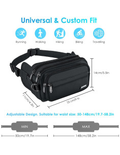 Riñonera AGPTEK Unisex Impermeable con Bloqueo RFID 22.86x13.97cm 2