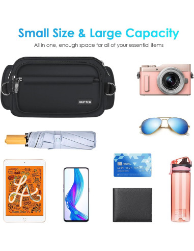 Riñonera AGPTEK Unisex Impermeable con Bloqueo RFID 22.86x13.97cm